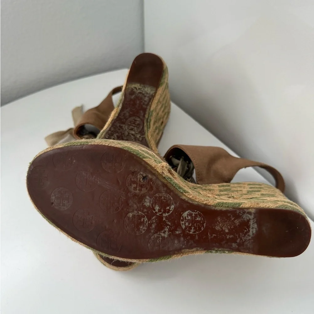Tory Burch Linley Lace Up Espadrille Wedge in Black Size 9